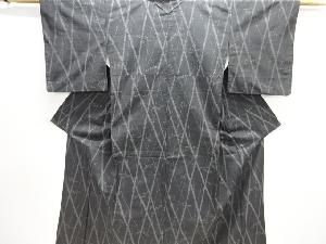 アンティーク　竹笹模様織出し手織り紬着物